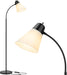 Floor Lamp for Living Room, Adjustable Head Standing Lamp with White Plastic Shade, Black Reading Floor Lamps for Dorm, Bulb Not Included