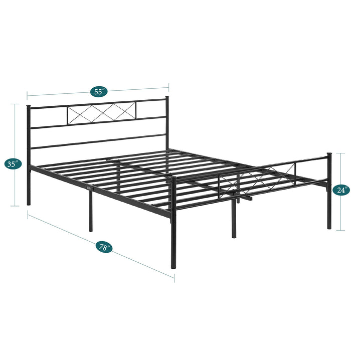 3-Piece Modern Bedroom Sets Include Full Bed Frame + 2 White Nightstands