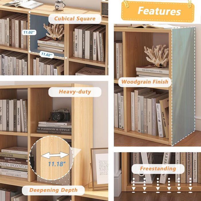 EightCube Organizer Bookcase Stackable Open Shelf Oak
