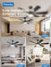 Ceiling Fans with Lights, 52 Inch Ceiling Fan with Light and Remote Control, Reversible, Dimmable, 3CCT, Quiet, Black Modern Ceiling Fan for Bedroom, Living Room