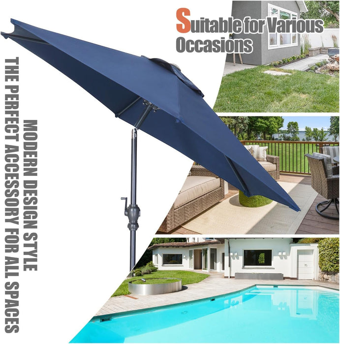 7.5Ft Patio Umbrella, Outdoor Umbrella Aluminum Market Table Umbrellas with Tilt, Crank and Sturdy Ribs for Lawn, Garden, Backyard and Pool