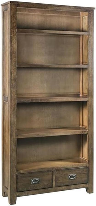Mission Quarter Sawn Oak Bookcase with 2-Drawers & Open Shelves