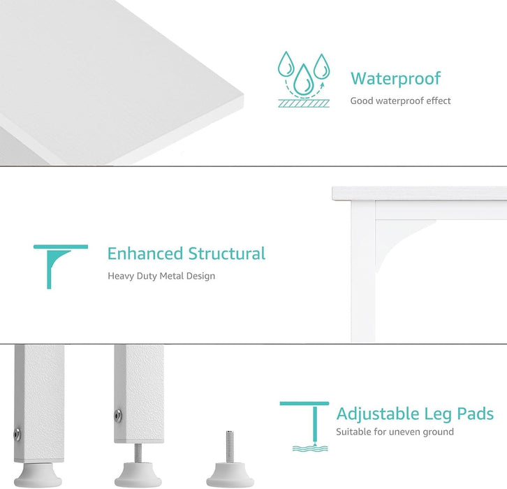 White Computer Desk with Fabric File Drawers Cabinet, 47 Inch Home Office Desks with Filing Cabinet for Small Space, Modern Writing Table PC Desks, White