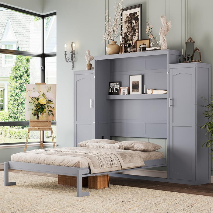 Queen Size Murphy Bed With IntegratedWardrobeStorage