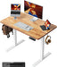 32 X 20 Small One-Piece Standing Desk, Adjustable Height Electric Computer Home Office Sit Stand up Workstation, with 4 Memory Presets, Headphone Hook, Light Vintage