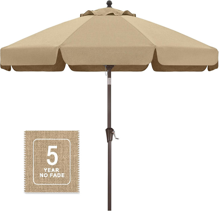 9Ft Olefin Valance Patio Umbrella Light Brown