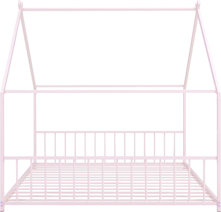 Metal Full Size Bed Playhouse Roof MontessoriStyle