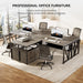 55" Executive Computer Desk and Lateral File Cabinet, L-Shaped Office Desk for Home Office, Furniture Set, Grey