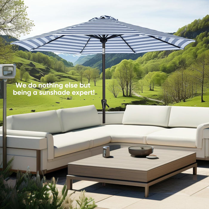 Patio Market Outdoor Table Umbrella with Push Button Tilt and Crank, Large Sun Umbrella with Sturdy Pole & Fade Resistant Canopy, Easy to Set