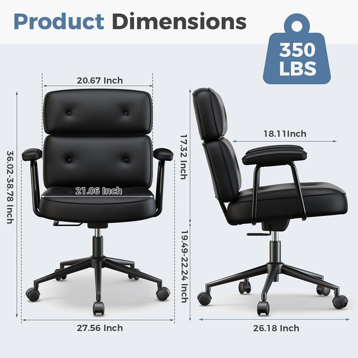 Office Desk Chair, PU Leather Computer Chair with Lumbar Support