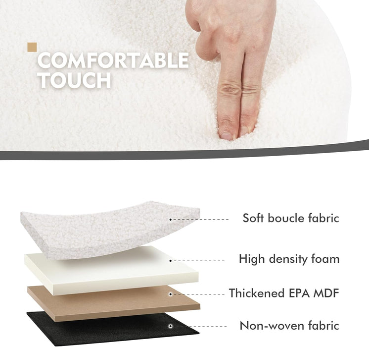 round Ottoman with Storage Set of 2, Vanity Stool with Tray Storage for Bedroom, Small Teddy Velvet Foot Rest Stool Ottoman for Living Room, Dorm (White)