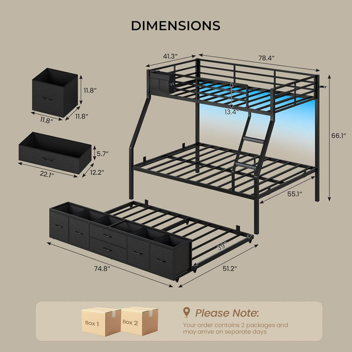 IndustrialGradeMetal Twin Over Full Bunk Bed Black