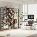 70X70" Triple 5 Tier Book Shelf, Large Wooden Bookcase with 17 Open Display Shelf, Modern Tree Bookshelf Metal Frame Tall Book Case Furniture for Living Room Bedroom Home Office Rustic Brown