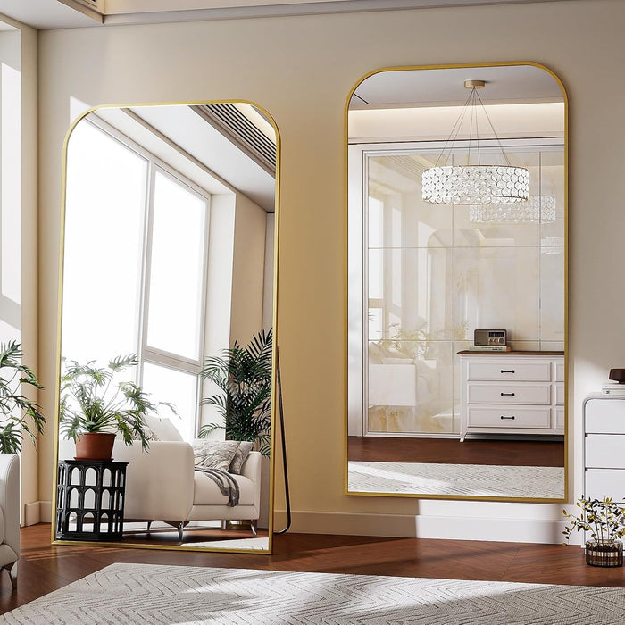 Oversized Full Length Mirror 76"X34" Arched Floor Standing Mirror