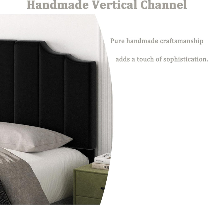 King Size Headboard Only, Velvet Wall Mounted Headboard King/California for Adjustable Bed Modern Upholstered Head Board Easy Assembly, Black
