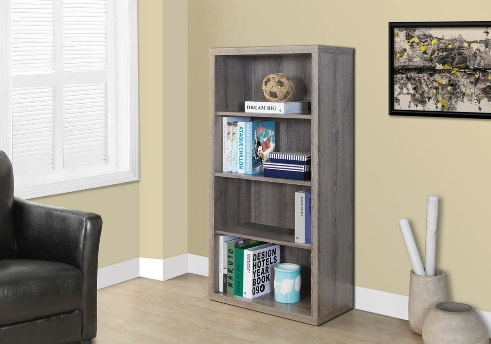 I 7060 Bookshelf, Bookcase, Etagere, 5 Tier, 48"H, Office, Bedroom, Laminate, Brown, Contemporary, Modern