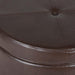 round Leatherette Storage Ottoman with Lid, Chocolate Brown Large