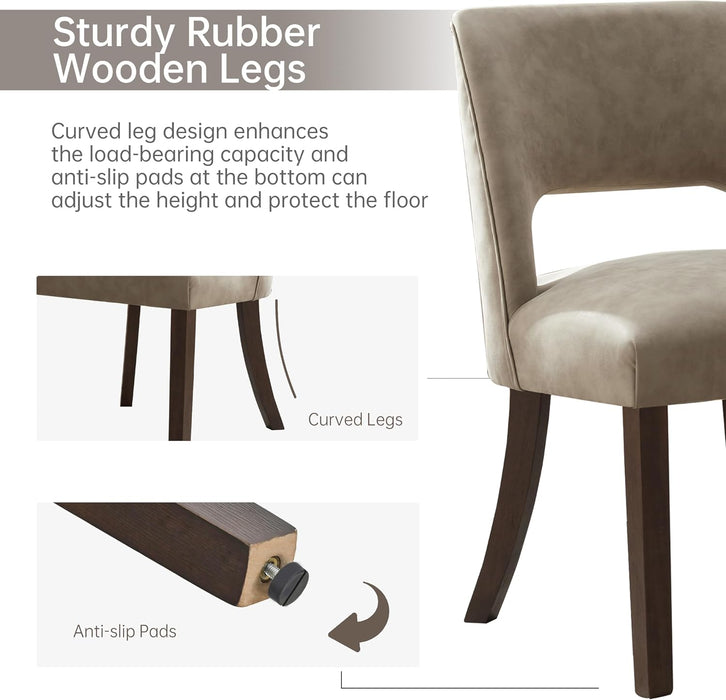 Modern Dining Chairs Set of 2, Faux Leather Upholstered Dining Room Chair Kitchen Chairs, Farmhouse Dinner Chair for Kitchen Dining Room, Beige