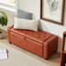 Ottoman with Storage,Tufted Storage Bench with Safety Hinge,Holds up to 330 Lb,Upholstered Bench with Seating for Bedroom, Living Room,Entryway,Leather Reddish Brown