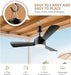 28" Gazebo Fan with Light,Plug in Ceiling Fan Light,Outdoor Ceiling Fan with Light,Hanging Fan with Hook,35W 3000-6500K,Remote/App Control,Portable Fan Light for Patios,Porch