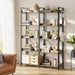 Large Industrial Grey Wooden 5 Tier Bookshelf