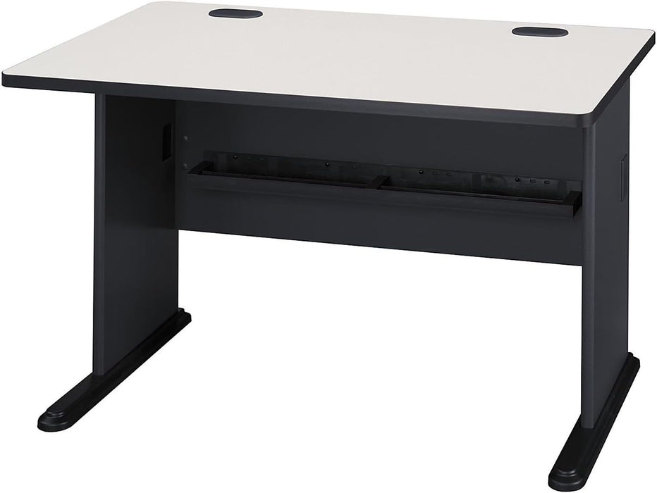 Bush Business Furniture Series a 48W Computer Desk in White Spectrum and Slate, Small Office Table for Home or Professional Workspace