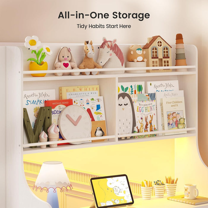 Low Profile Twin Bunk Bed WithIntegratedDeskStorage
