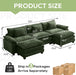 120 Inches Emerald Chenille Modular Sectional Sofa