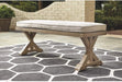 Beachcroft Patio Farmhouse Outdoor Upholstered Dining Bench, Beige