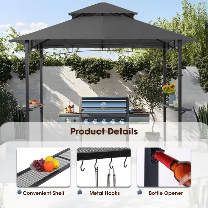 Outdoor Grill Gazebo Tent BBQ Canopy for Outdoor Grill Shelter BBQ Grill Gazebo Hardtop (L96 X W60 X H101 Inch) Grey