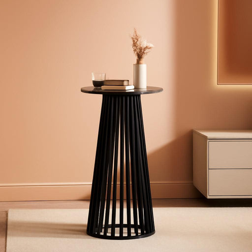 Modern Pub Table round Bar Height Cocktail Table Wood Window Table 24-Inch Top, 43.5-Inch Height, Black