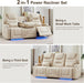 RV Power Loveseat Recliner Sofa, Leathaire Fabric 3-Seater Wall Hugger Reclining Sofa, Home Theater Seating Chair with Cup Holders, 3 Person Couch RV Furniture for Living Room, Beige