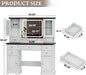 White Farmhouse Vanity Desk With Illuminated Mirror