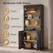 72" Tall Arched Storage Cabinet with Hutch, Bookcase with Open Shelves