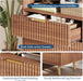 6 Drawers Dresser for Bedroom, 53.9" Wide Dressers with LED Lights and Charging Station, Curved Profile Design, Fluted Wood Drawers with Gold Handle, Modern Chest of Dressers for Living Room, Walnut
