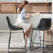 Bar Stools Set of 2, Faux Leather Barstools with Metal Legs | Counter Height 30 Inch Design, Armless with Back, Comfortable, Modern Finish, Kitchen Island, Black