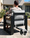 5 Pieces Aluminum Outdoor Patio Furniture Set, Metal Modern Conversation Sofa Set with Fire Pit Table and Washable Thick Cushions for Porch, Backyard, Deck