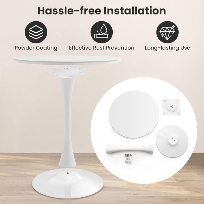 42 Inch round Dining Table for 4, White Tulip Dining Table with Thickened Tabletop & Sturdy Metal Pedestal, Mid-Century Modern Kitchen Table for Dining Room,Living Room,Cafe (White)