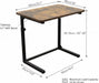Height Adjustable C-Shaped Sofa Side Table, Laptop Table for Couch & Bed, Rustic Brown