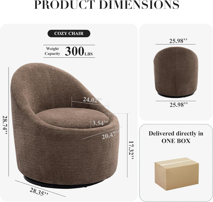 Swivel Accent Chair Set of 2, 360° Swivel round Chair with Hidden Storage, Modern Small Barrel Armchair for Living Room/Bedroom, Brown