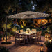 10Ft Solar Patio Umbrella with Base Included, Offset Cantilever Outdoor Umbrella with 32 LED Lights, 360 Degree Rotation, Crank Handle for Pool Deck Garden Backyard (Tan)