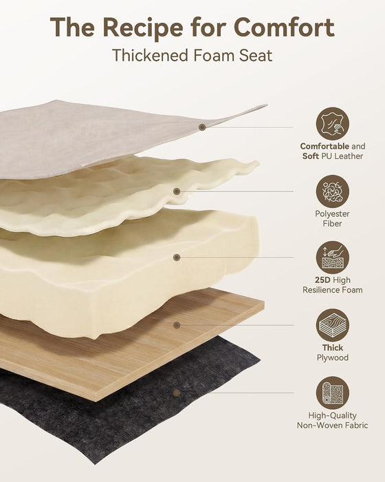 Upholstered Faux Leather Dining Chairs Set of 4, Cream White