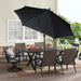 Outdoor 9' Black Ventura Fringe round Crank Premium Patio Umbrella