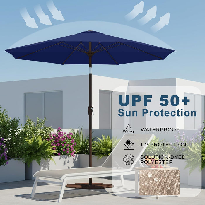 11FT Patio Umbrella, Outdoor Umbrella with with 8 Sturdy Fiberglass Ribs,Market Table Umbrella with Push Button Tilt and Crank,Suit for Backyard,Garden,Pool,Deck(Navy)