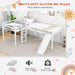 Wooden Twin Size Double Loft Bed with Slide and Ladder, L-Shaped Bed Frame with Full-Length Guardrail, Wood Bedframe for Kids Teens Adults Bedroom, 2 Twin Beds,White