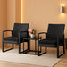 3 Piece Wicker Patio Bistro Set, Rattan Conversation Set with Coffee Table, for Balcony, Porch, Garden, Yard, Poolside, Black Frame with Black Cushion