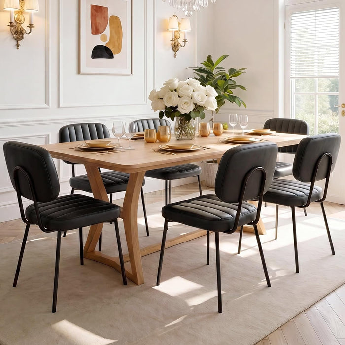 Dining Chairs Set of 6, Upholstered Kitchen Chairs, Black