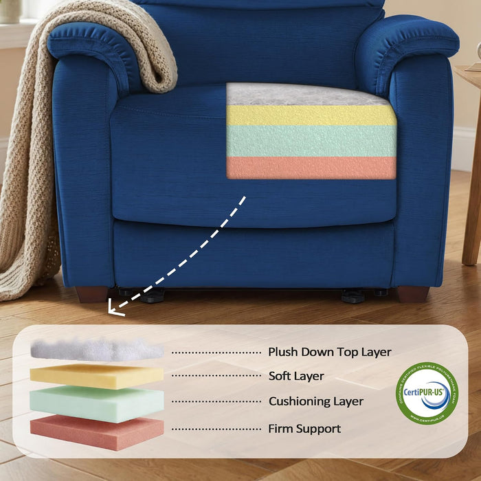 Zero Wall Hugger Power Recliner Chair for Adult ST257 (Navy Blue)