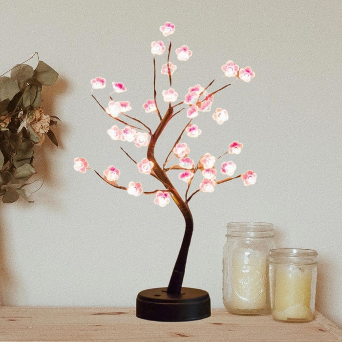 Cherry Blossom Tree Lamp, 18Inch 36 Led Bonsai Tree Lights, Battery/Usb Operated Japanese Decor Night Lights for Christmas Indoor Decorations Bedroom Home Gift Idea,Warm White