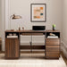 Farmhouse Executive Desk With Charging Station Brown